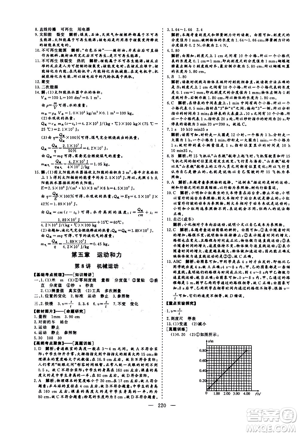 山東美術(shù)出版社2021新中考集訓(xùn)中考總復(fù)習(xí)物理九年級(jí)通用版答案