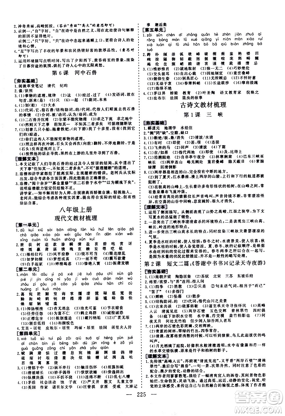山東美術(shù)出版社2021新中考集訓(xùn)中考總復(fù)習(xí)語文九年級(jí)通用版答案