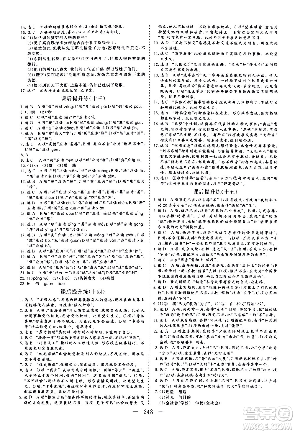 山東美術(shù)出版社2021新中考集訓(xùn)中考總復(fù)習(xí)語文九年級(jí)通用版答案