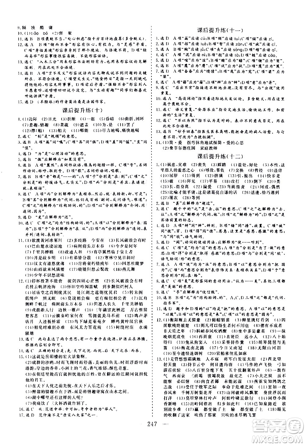 山東美術(shù)出版社2021新中考集訓(xùn)中考總復(fù)習(xí)語文九年級(jí)通用版答案