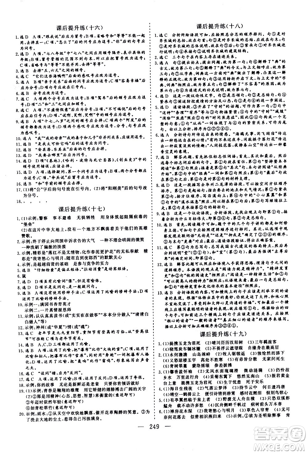 山東美術(shù)出版社2021新中考集訓(xùn)中考總復(fù)習(xí)語文九年級(jí)通用版答案