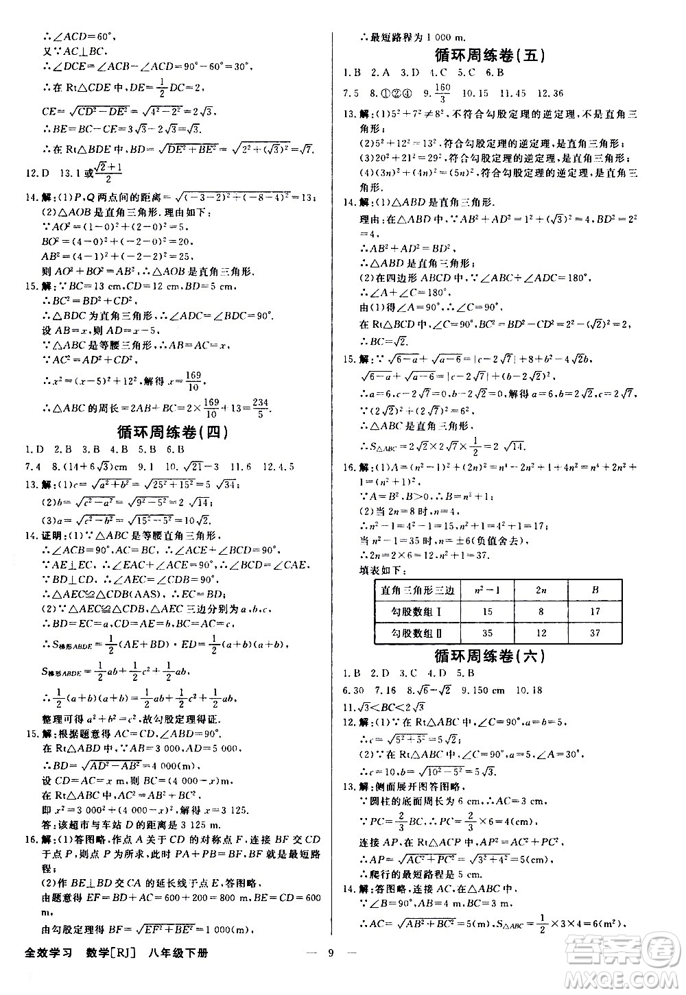 光明日?qǐng)?bào)出版社2021全效學(xué)習(xí)學(xué)案導(dǎo)學(xué)設(shè)計(jì)課時(shí)提優(yōu)數(shù)學(xué)八年級(jí)下冊(cè)RJ人教版B版答案