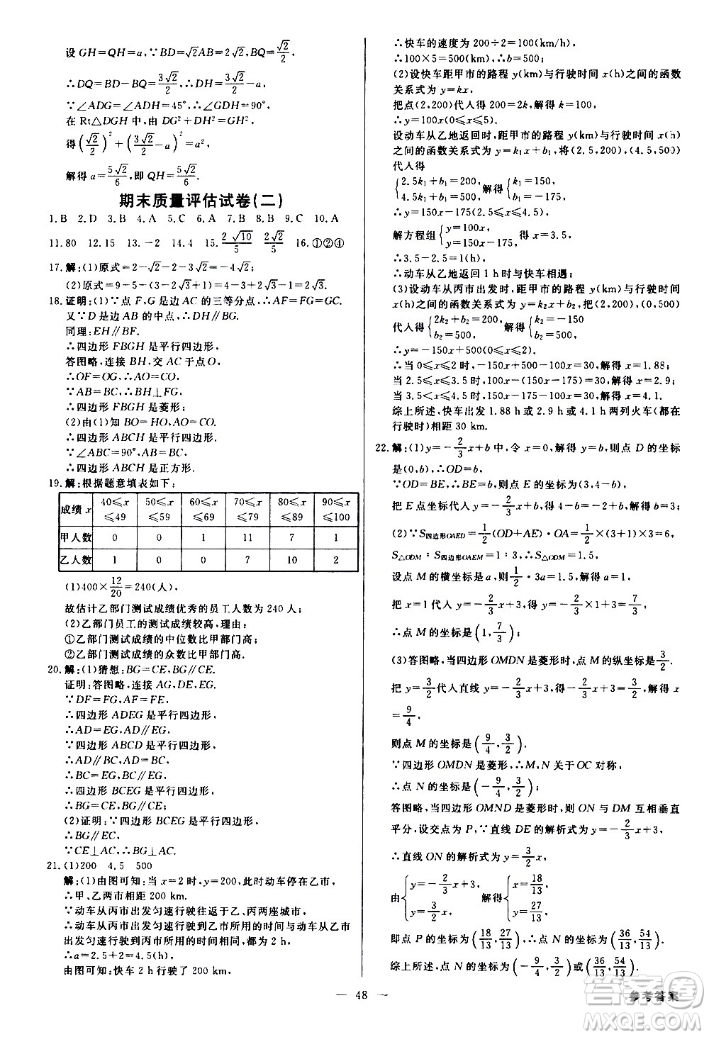 光明日?qǐng)?bào)出版社2021全效學(xué)習(xí)學(xué)案導(dǎo)學(xué)設(shè)計(jì)課時(shí)提優(yōu)數(shù)學(xué)八年級(jí)下冊(cè)RJ人教版B版答案