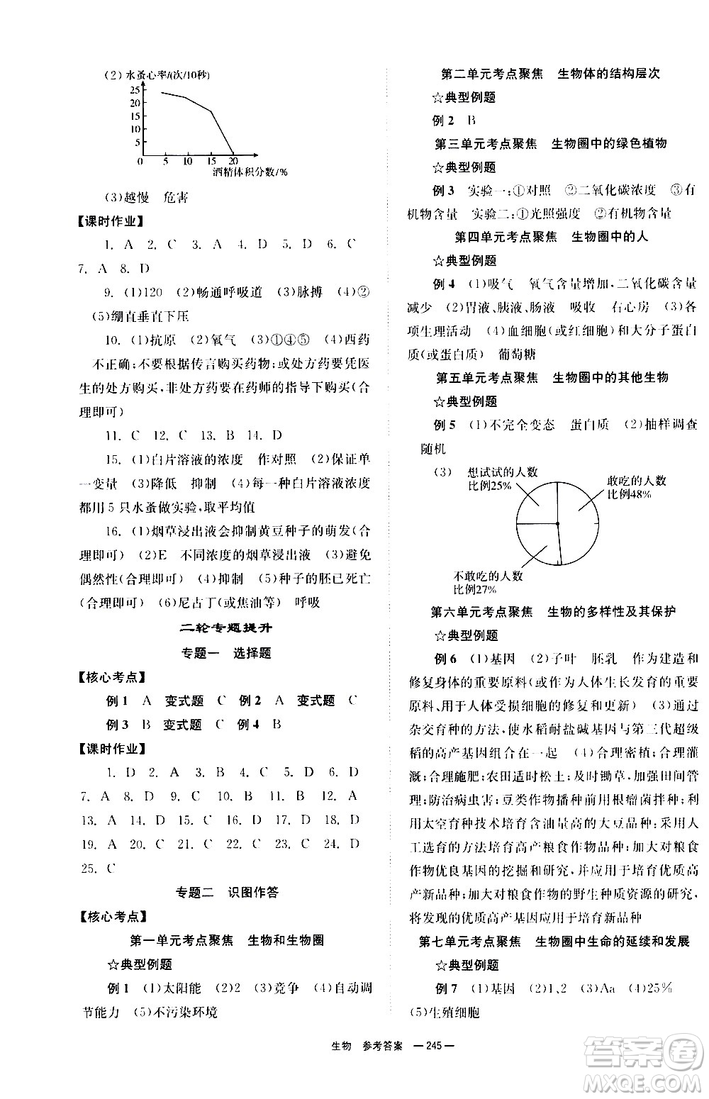 湖南師范大學(xué)出版社2021全效學(xué)習(xí)中考學(xué)練測(cè)聽課講義生物答案