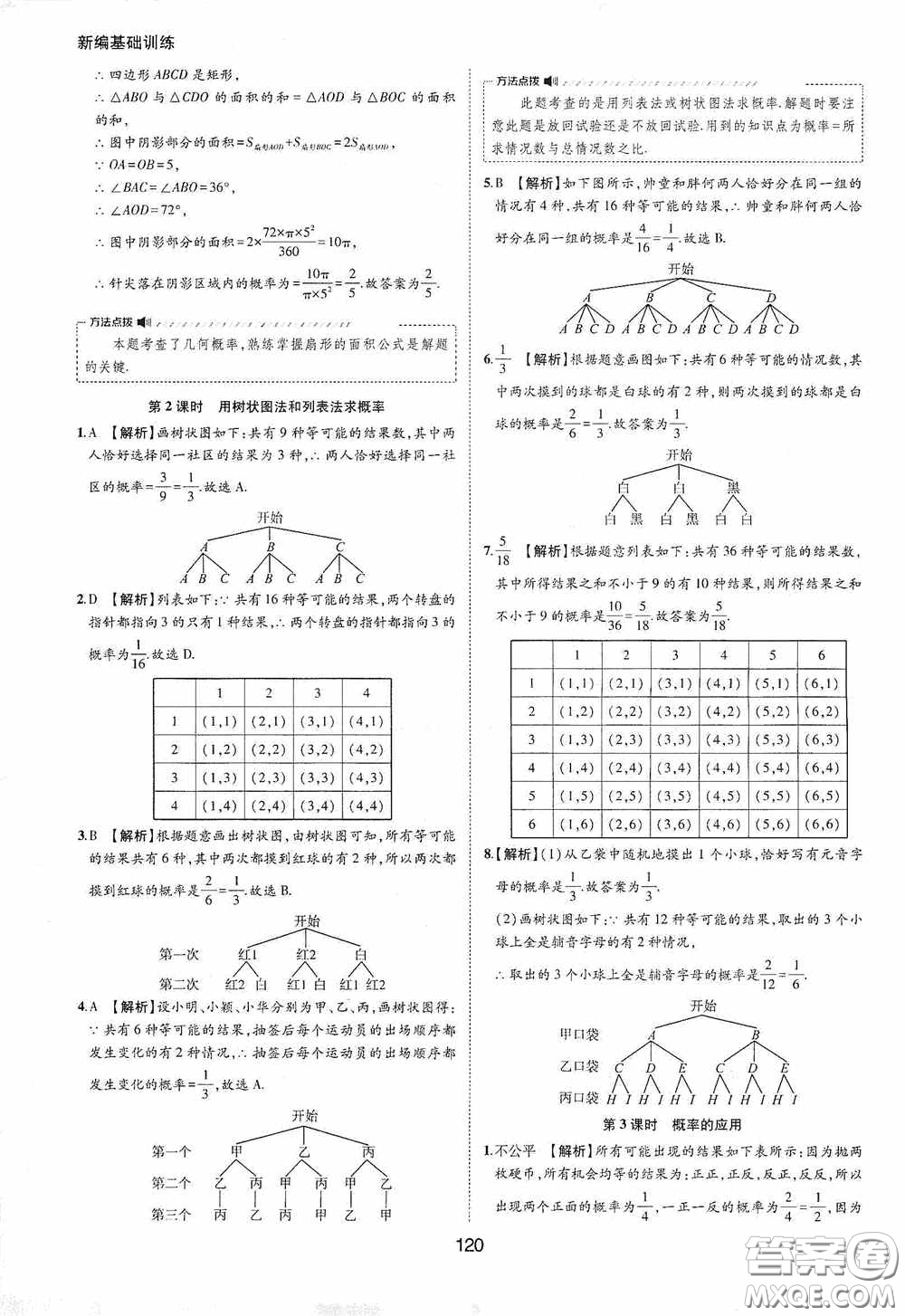 黃山出版社2021新編基礎(chǔ)訓練九年級數(shù)學下冊滬科版答案