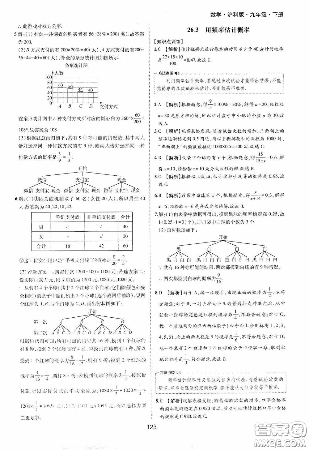 黃山出版社2021新編基礎(chǔ)訓練九年級數(shù)學下冊滬科版答案