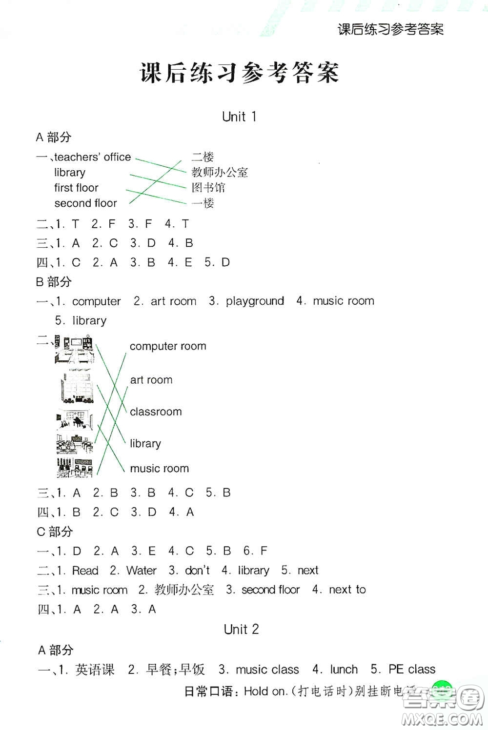 河北教育出版社2021小學(xué)創(chuàng)新一點(diǎn)通四年級(jí)英語下冊(cè)人教版答案