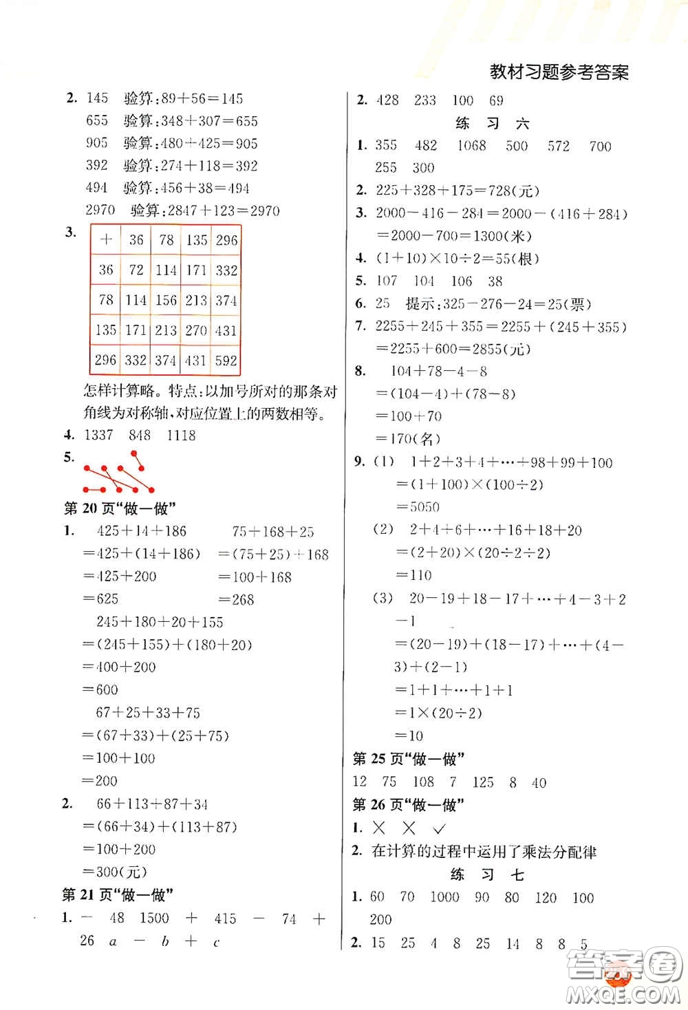 河北教育出版社2021小學(xué)創(chuàng)新一點通四年級數(shù)學(xué)下冊人教版答案