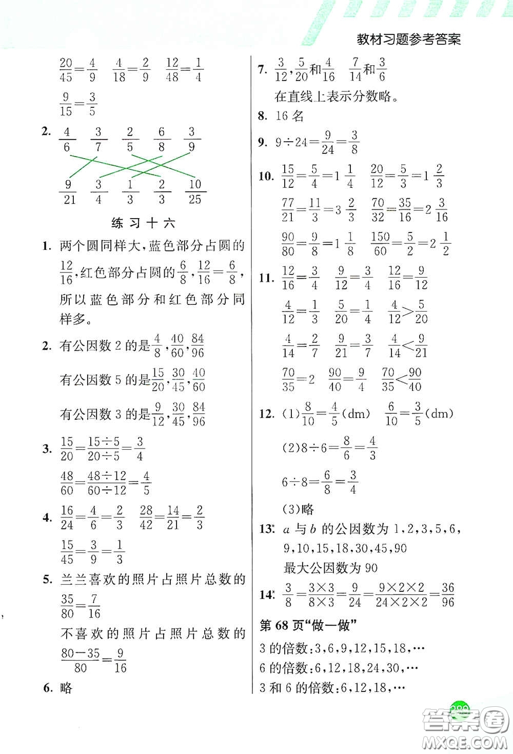 河北教育出版社2021小學創(chuàng)新一點通五年級數(shù)學下冊人教版答案