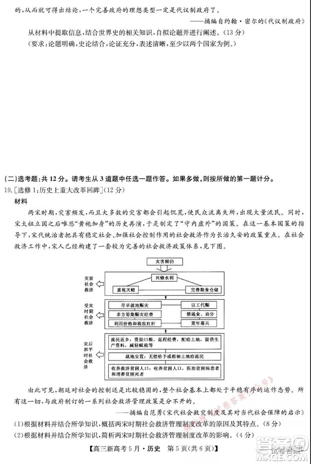 2021九師聯盟高三新高考5月聯考歷史試題及答案