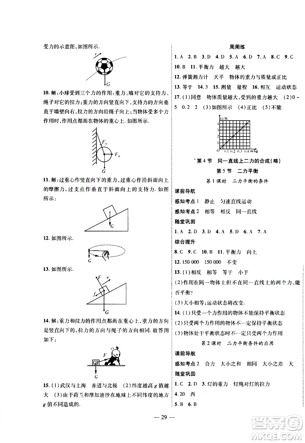 世界圖書出版公司2021新課程成長(zhǎng)資源課時(shí)精練物理八年級(jí)下冊(cè)北師大版答案