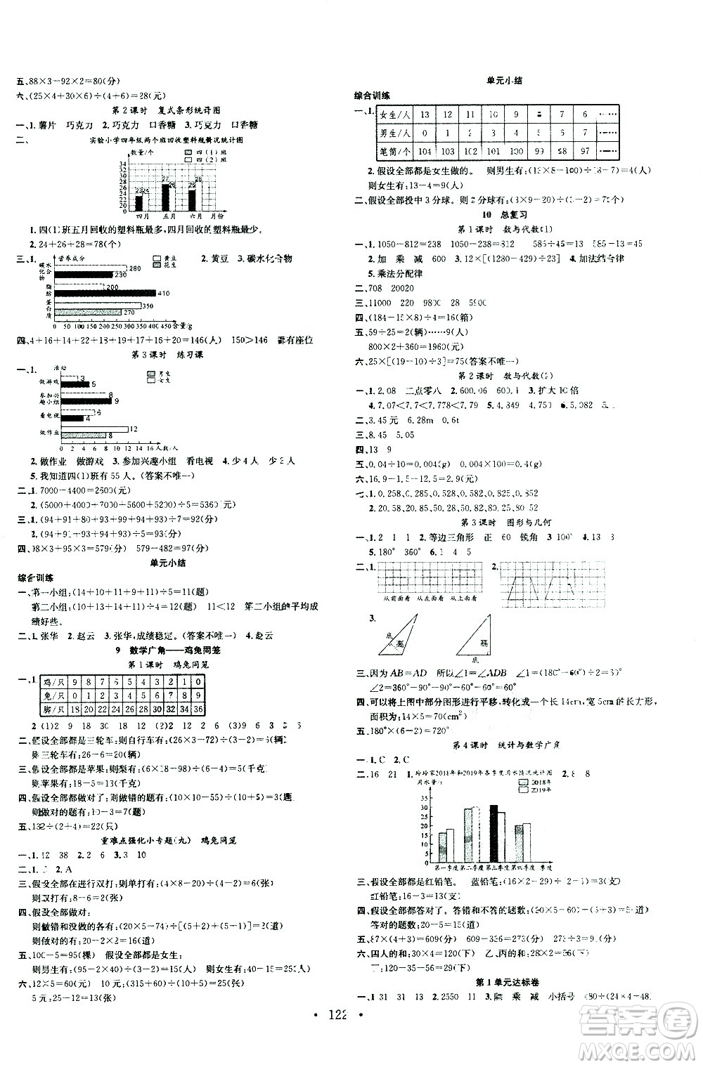 廣東經(jīng)濟(jì)出版社2021名校課堂數(shù)學(xué)四年級(jí)下冊(cè)R人教版答案