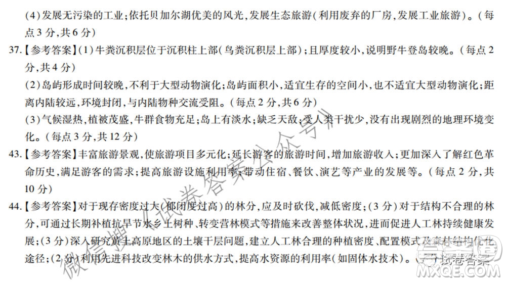 百校聯(lián)盟2021屆普通高中教育教學質(zhì)量監(jiān)測考試全國I卷文科綜合試題及答案