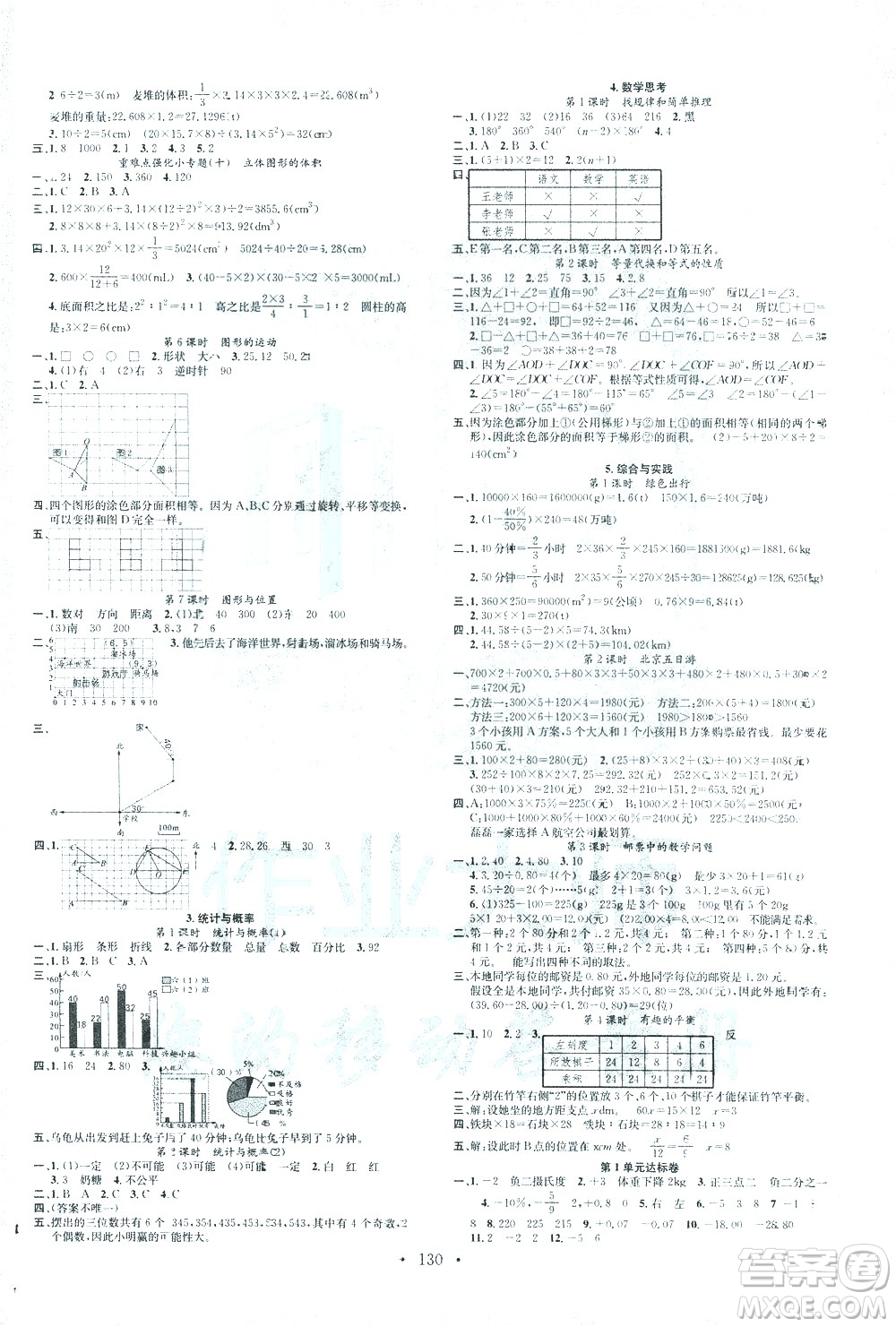 廣東經(jīng)濟(jì)出版社2021名校課堂數(shù)學(xué)六年級下冊人教版答案