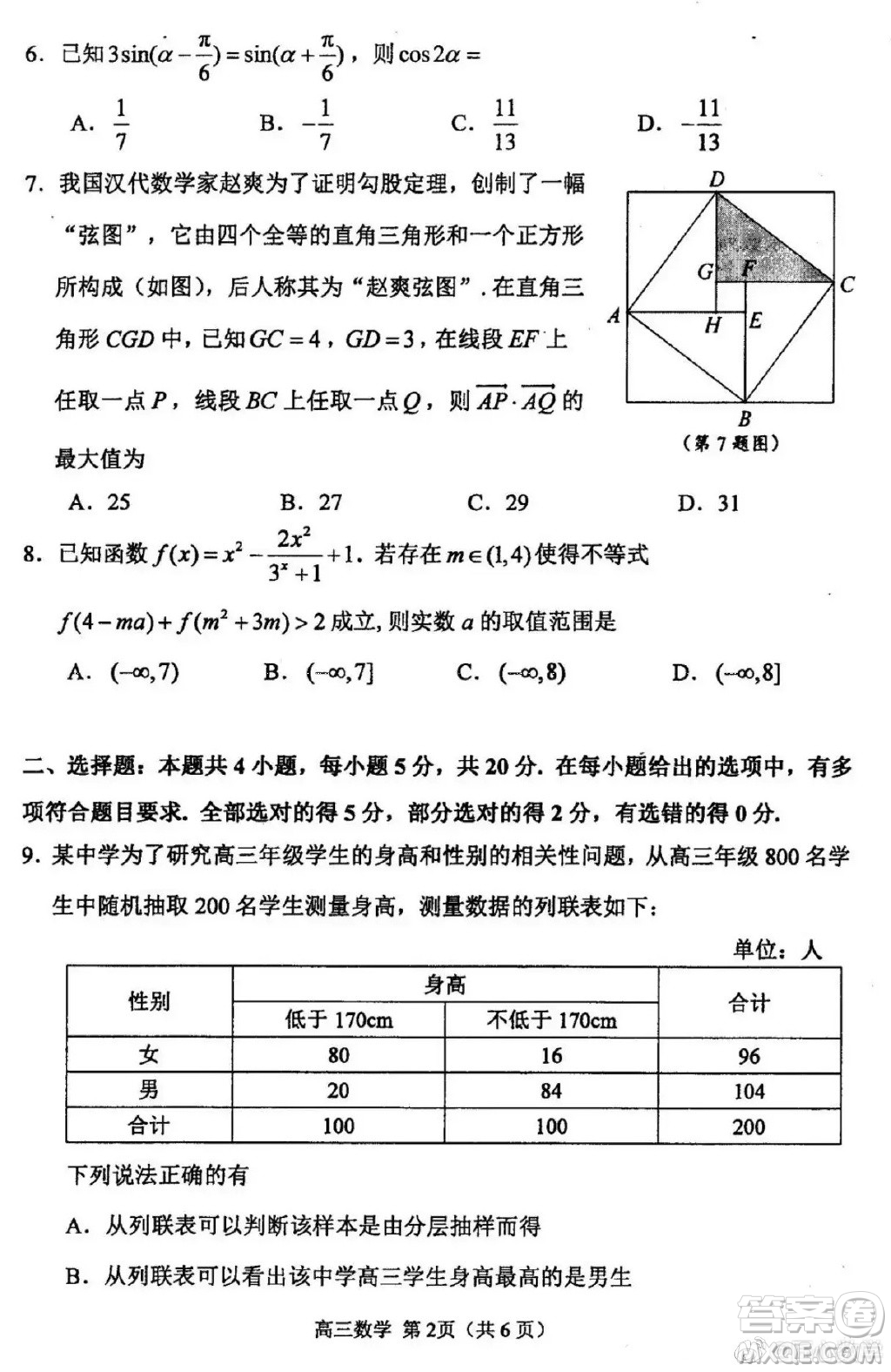 2021江蘇省四市高三數(shù)學(xué)調(diào)研測(cè)試試卷及答案