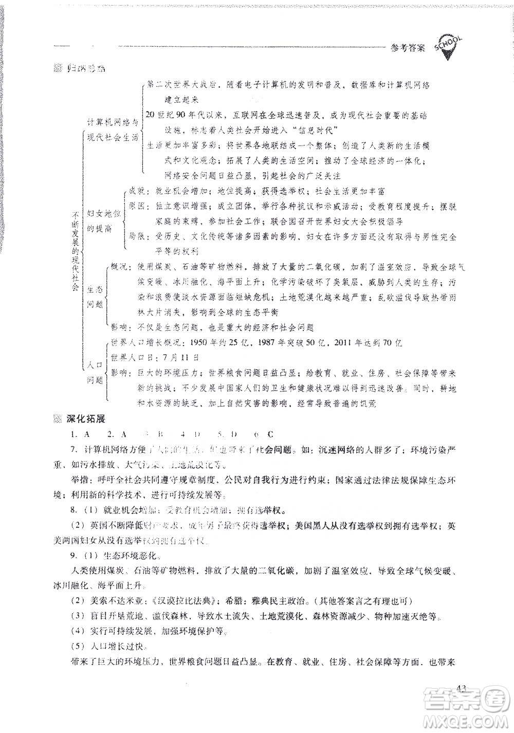 山西教育出版社2021新課程問(wèn)題解決導(dǎo)學(xué)方案世界歷史九年級(jí)下冊(cè)人教版答案