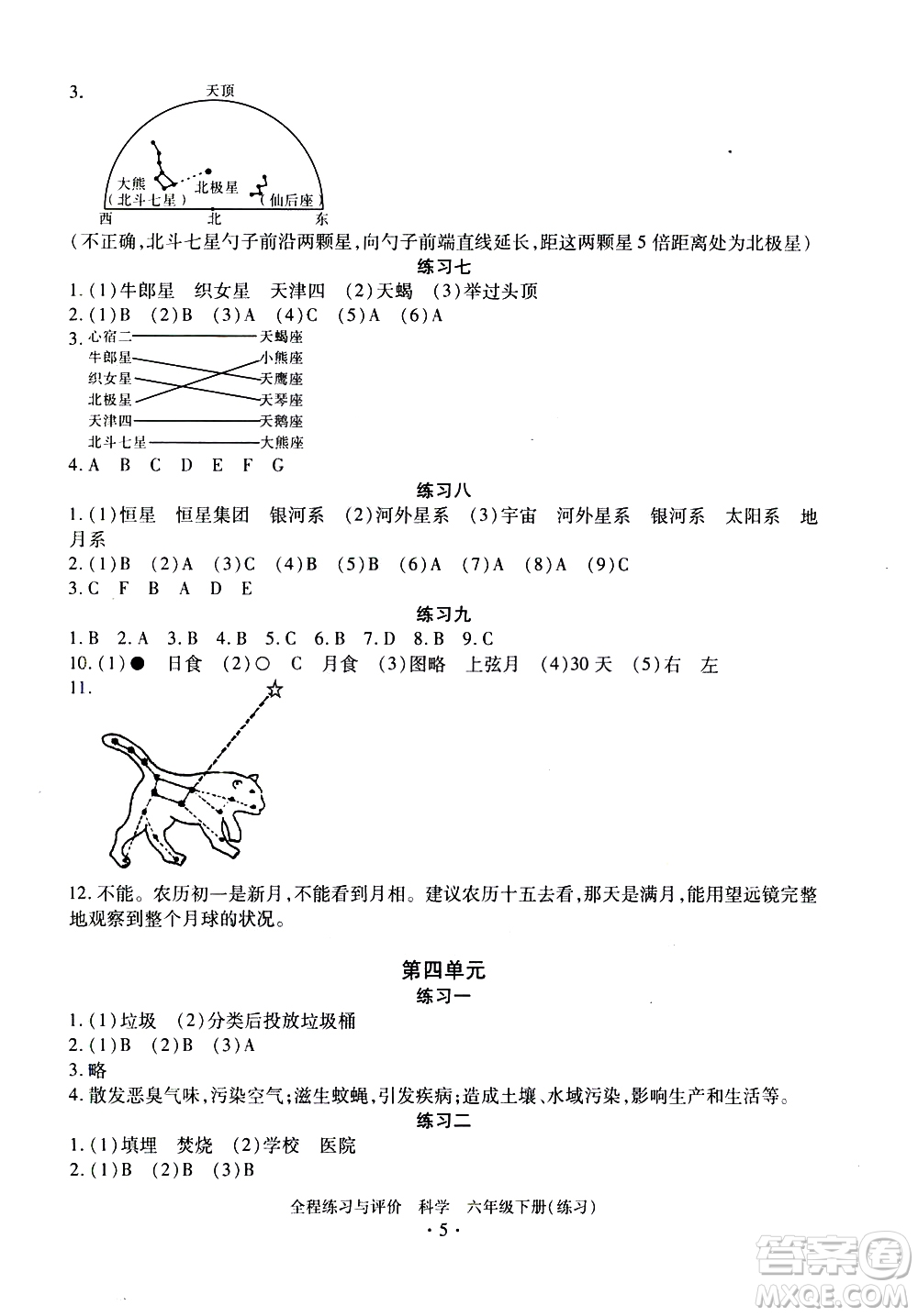 浙江人民出版社2021全程練習與評價練習六年級下冊科學J冀教版答案