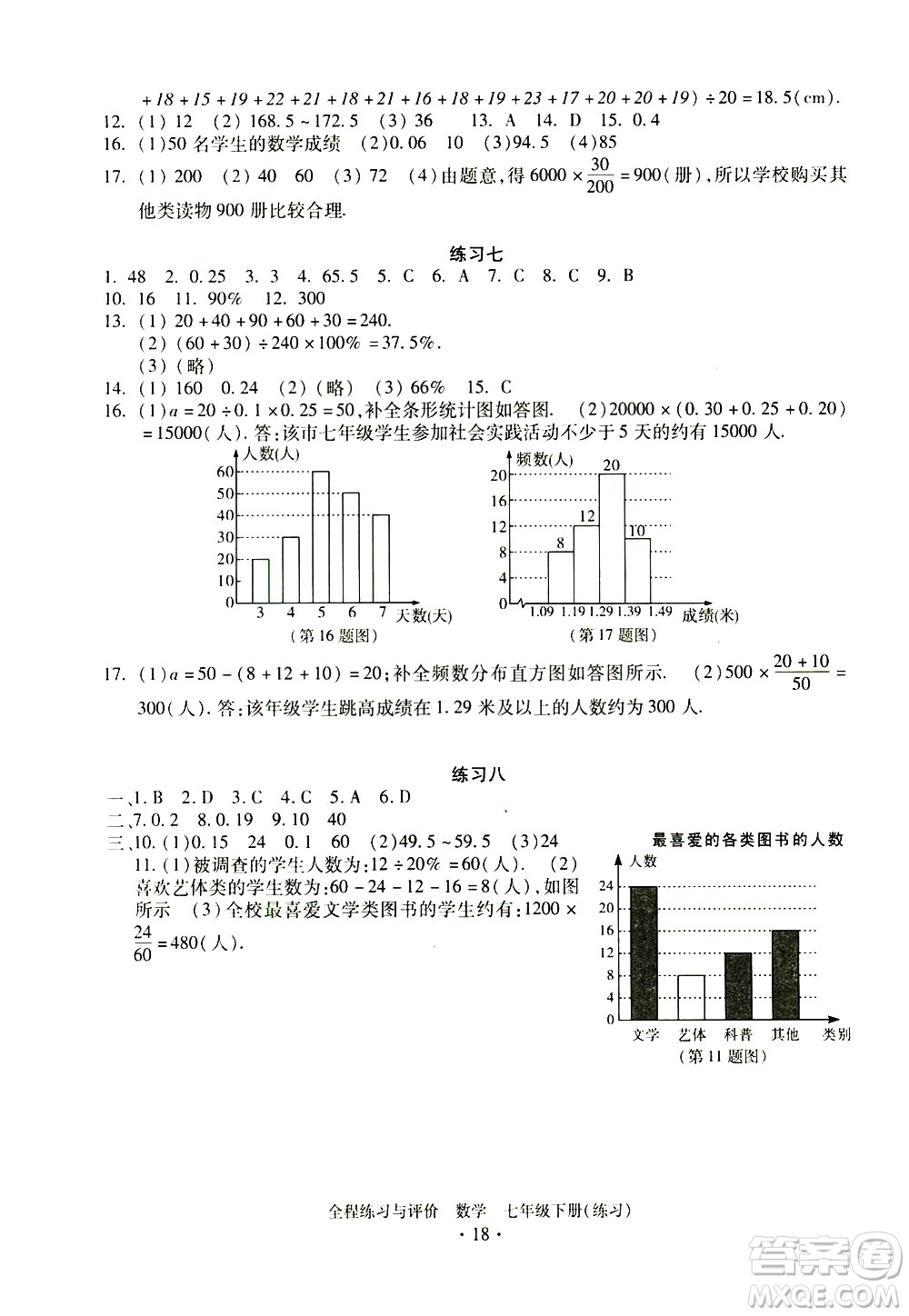 浙江人民出版社2021全程練習(xí)與評(píng)價(jià)練習(xí)七年級(jí)下冊(cè)數(shù)學(xué)ZH浙教版答案