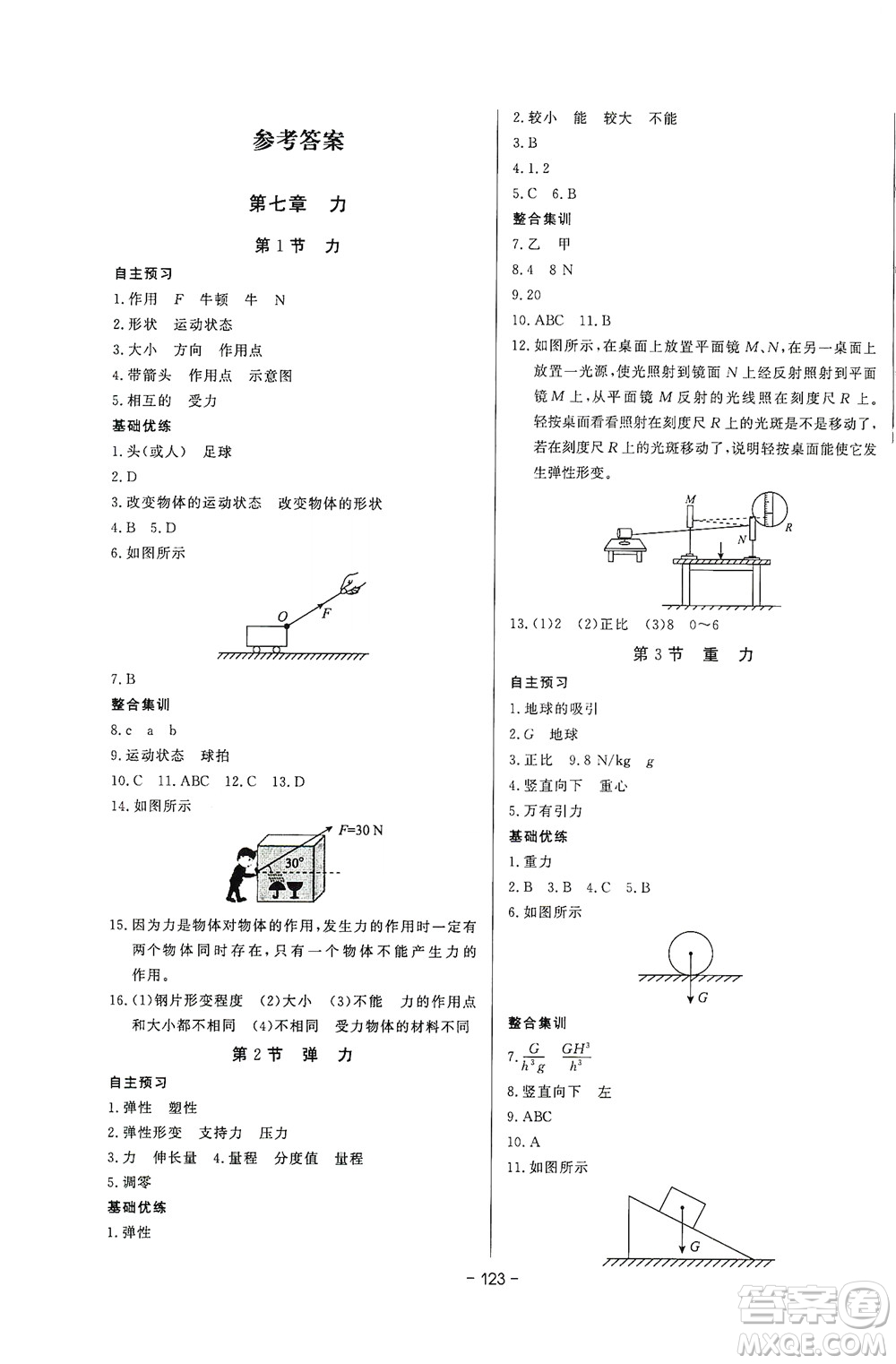 團(tuán)結(jié)出版社2021中華題王物理八年級(jí)下冊(cè)RJ人教版答案