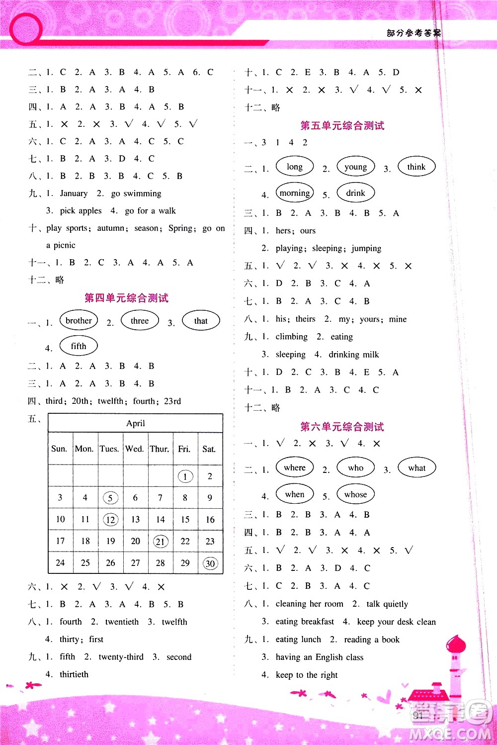 廣西師范大學出版社2021新課程學習輔導英語五年級下冊人教版答案