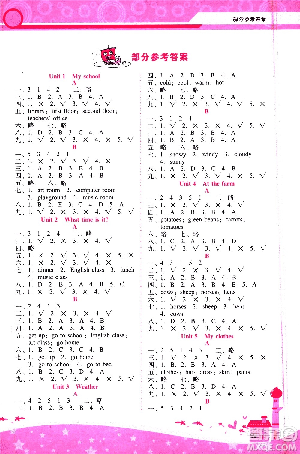 廣西師范大學(xué)出版社2021新課程學(xué)習(xí)輔導(dǎo)英語四年級(jí)下冊人教版答案