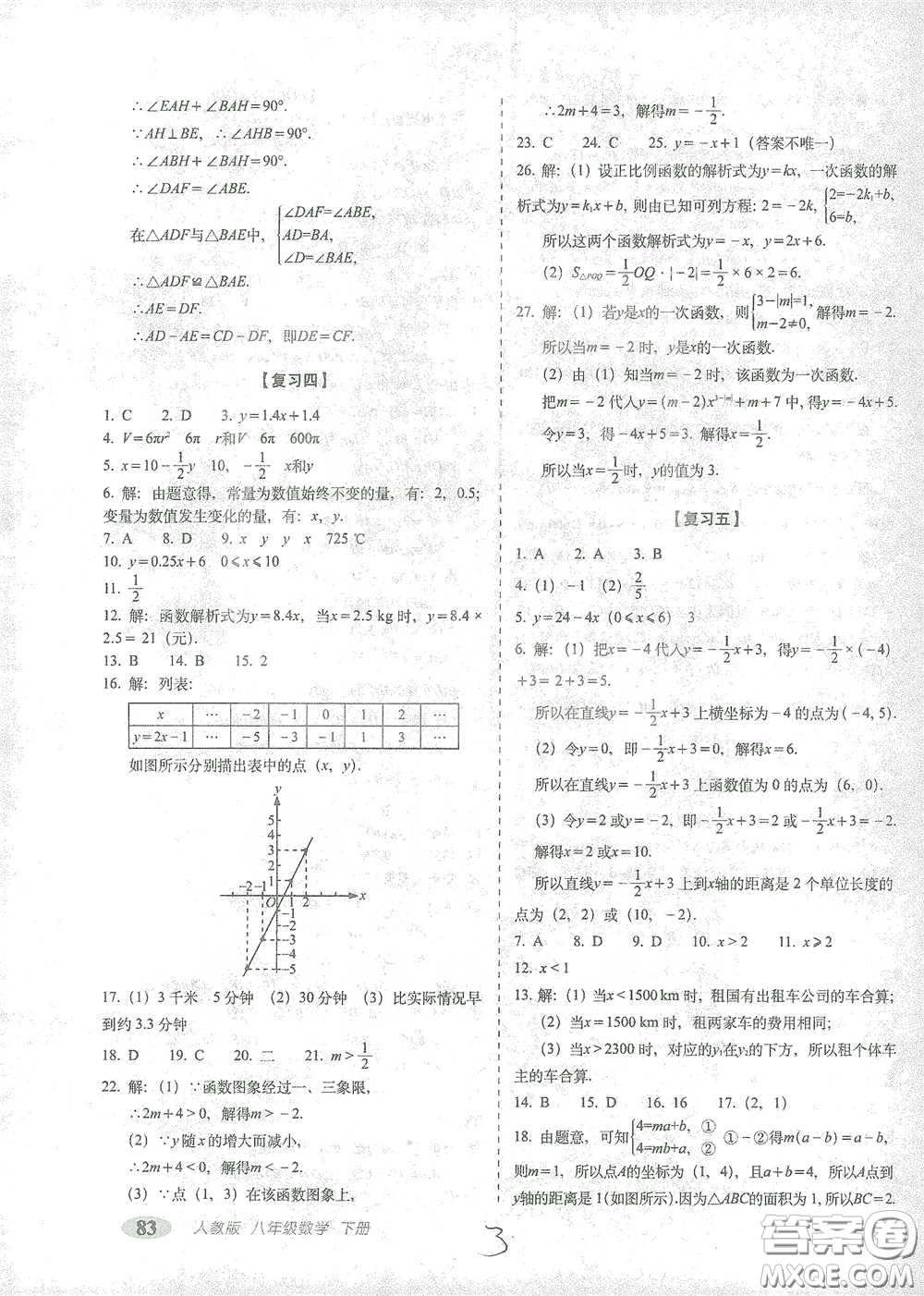 長(zhǎng)春出版社2021聚能闖關(guān)100分期末復(fù)習(xí)沖刺卷八年級(jí)數(shù)學(xué)下冊(cè)人教版答案