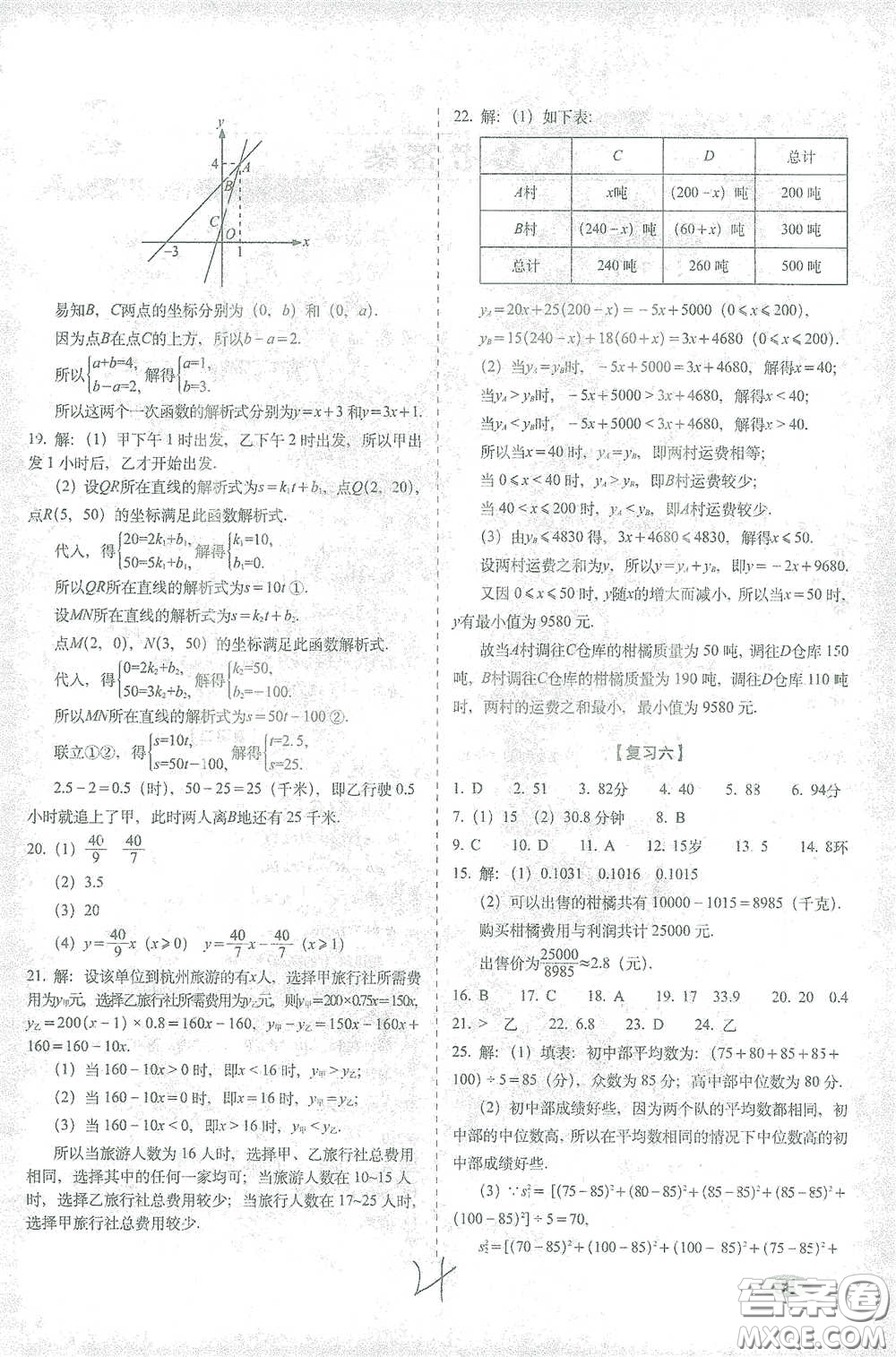 長(zhǎng)春出版社2021聚能闖關(guān)100分期末復(fù)習(xí)沖刺卷八年級(jí)數(shù)學(xué)下冊(cè)人教版答案