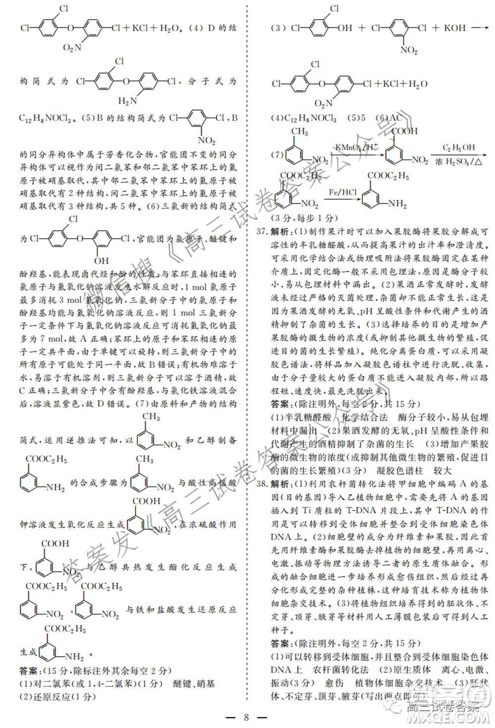 2021年高考精準(zhǔn)備考原創(chuàng)押題二理科綜合試卷及答案