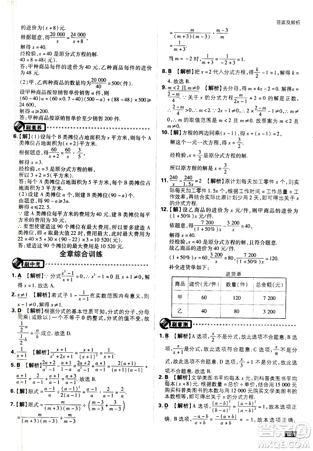 開(kāi)明出版社2021版初中必刷題數(shù)學(xué)八年級(jí)下冊(cè)課標(biāo)版江蘇版答案