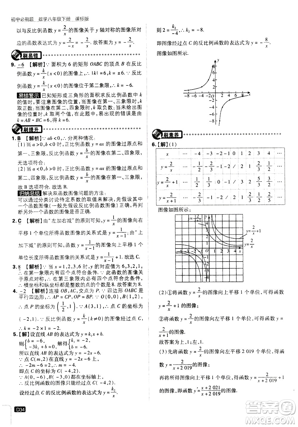 開(kāi)明出版社2021版初中必刷題數(shù)學(xué)八年級(jí)下冊(cè)課標(biāo)版江蘇版答案