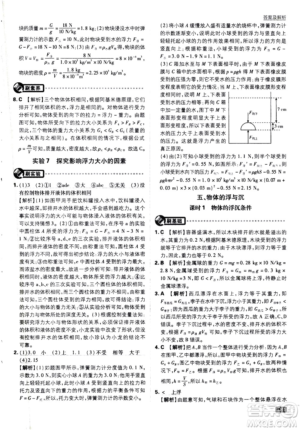 開(kāi)明出版社2021版初中必刷題物理八年級(jí)下冊(cè)課標(biāo)版蘇科版答案