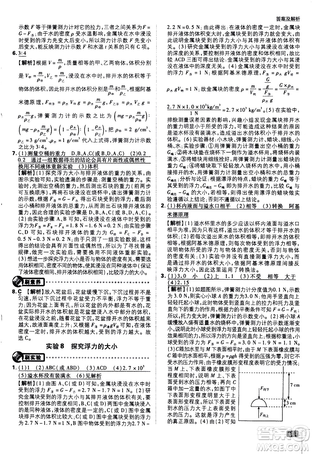 開明出版社2021版初中必刷題物理八年級(jí)下冊(cè)HY滬粵版答案