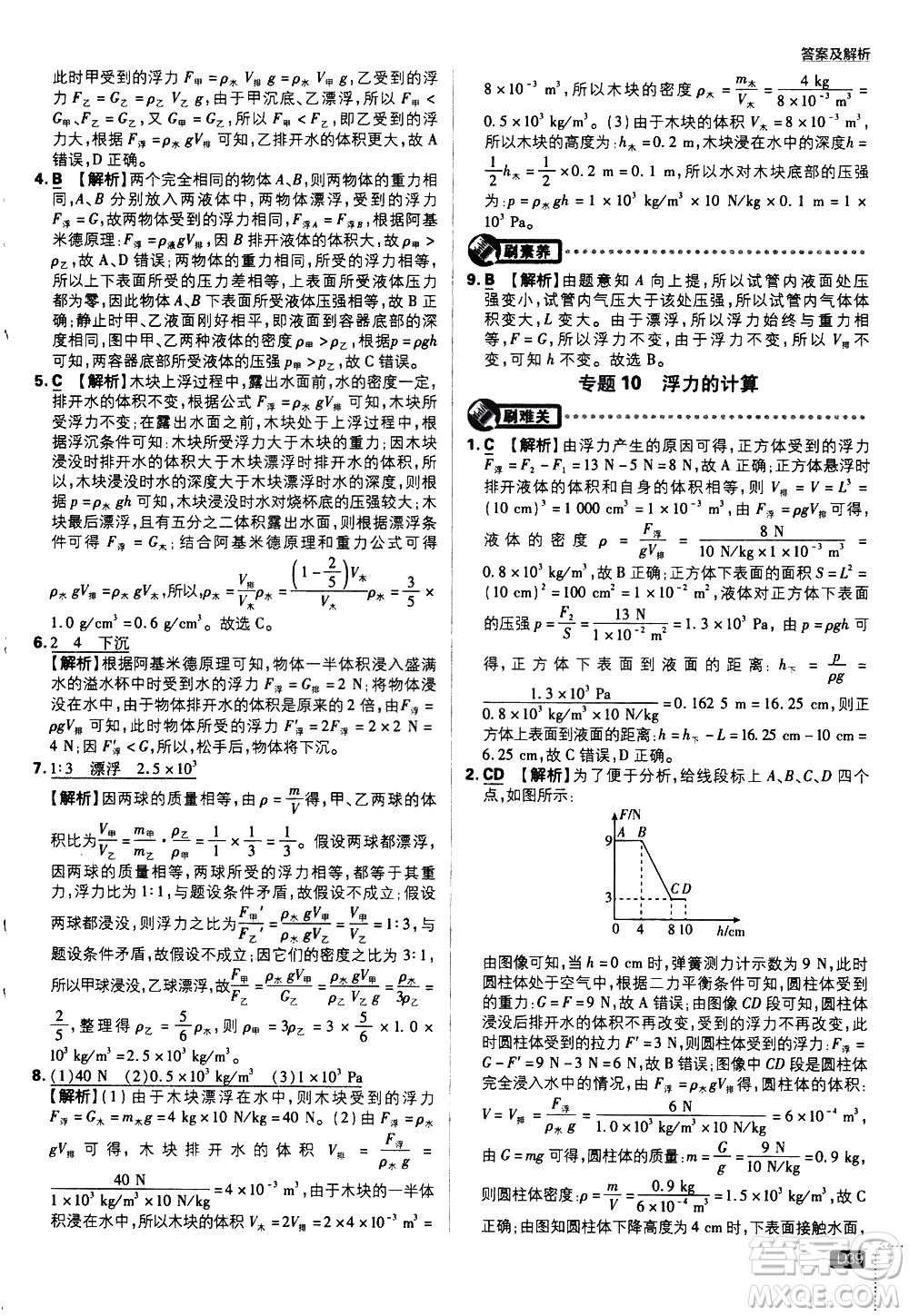 開明出版社2021版初中必刷題物理八年級(jí)下冊(cè)HY滬粵版答案