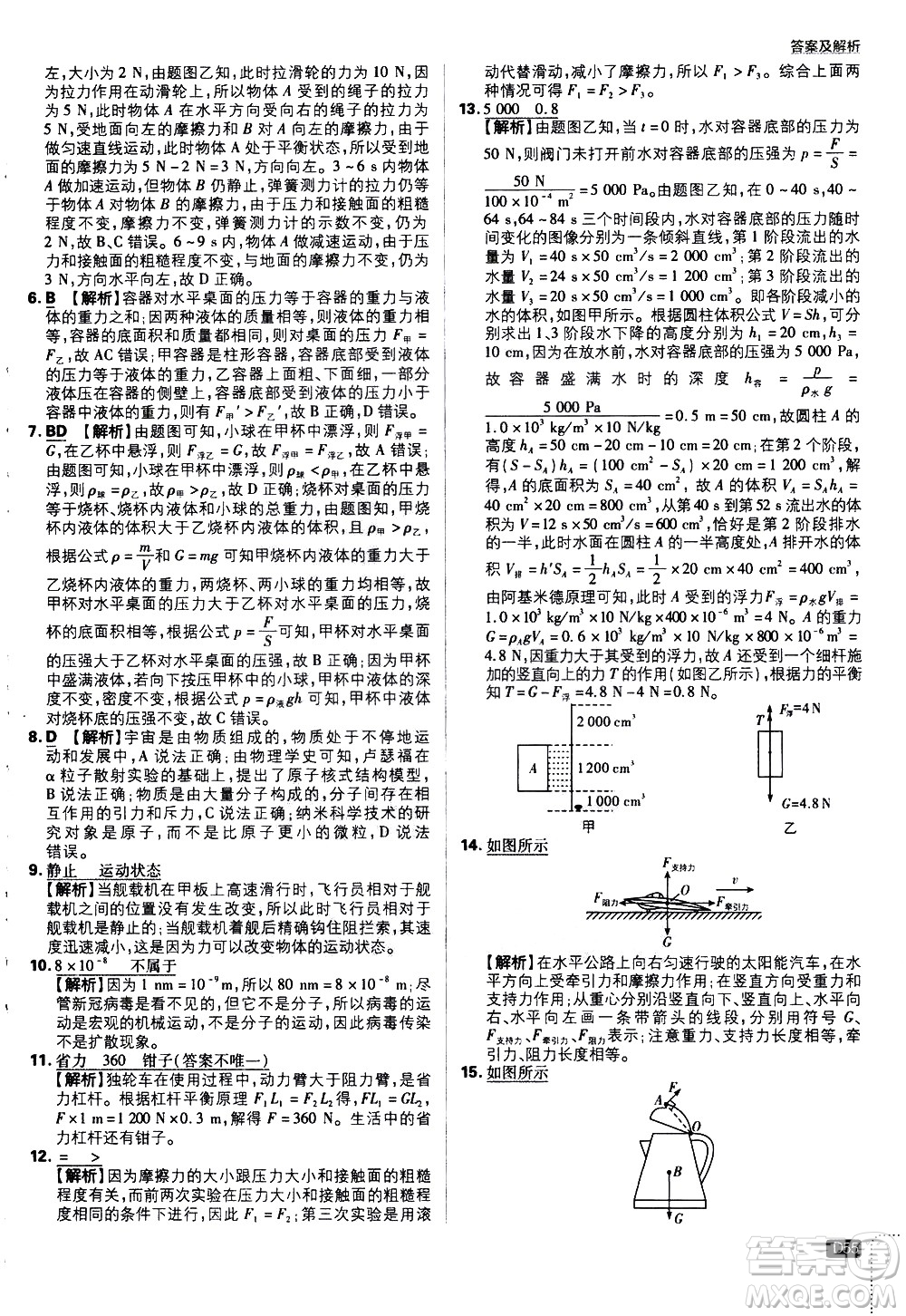 開明出版社2021版初中必刷題物理八年級(jí)下冊(cè)HY滬粵版答案