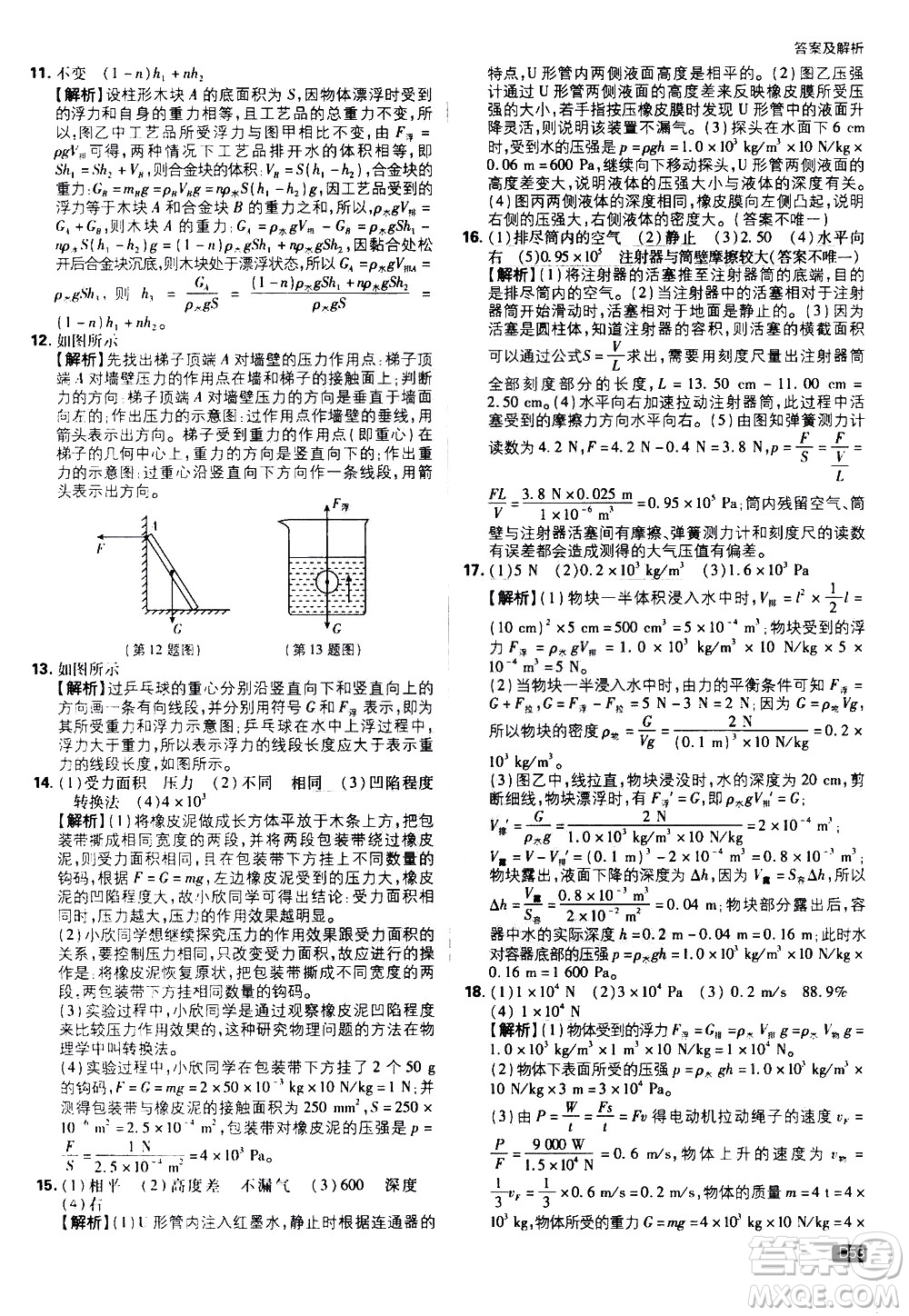 開(kāi)明出版社2021版初中必刷題物理八年級(jí)下冊(cè)RJ人教版答案
