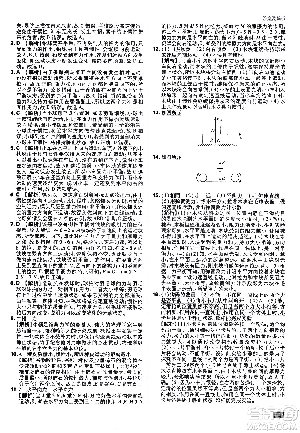 開(kāi)明出版社2021版初中必刷題物理八年級(jí)下冊(cè)JK教科版答案