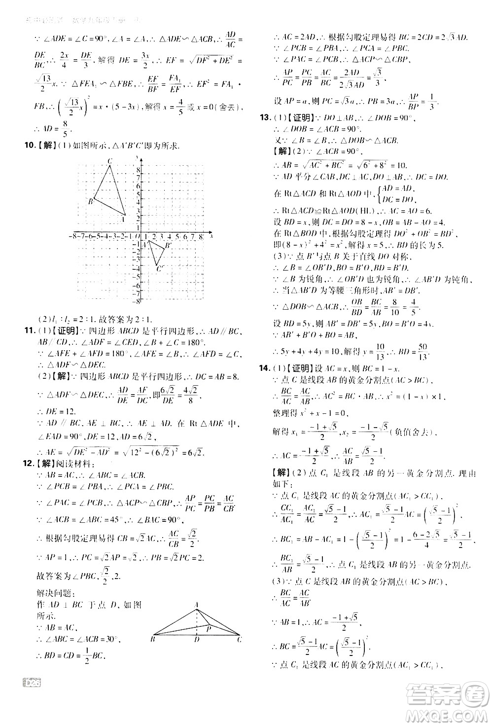 開明出版社2021版初中必刷題數(shù)學(xué)九年級(jí)下冊(cè)RJ人教版答案