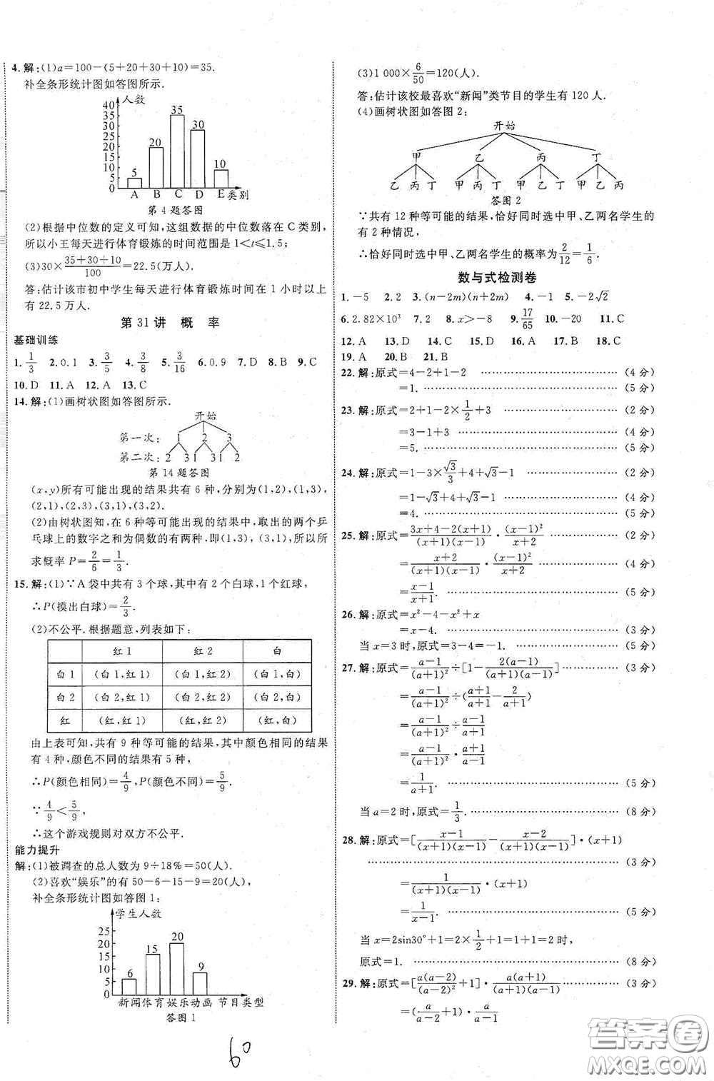 2021云南中考新突破課后作業(yè)2021升級版數(shù)學答案