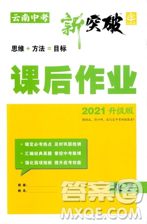 2021云南中考新突破課后作業(yè)2021升級版化學答案
