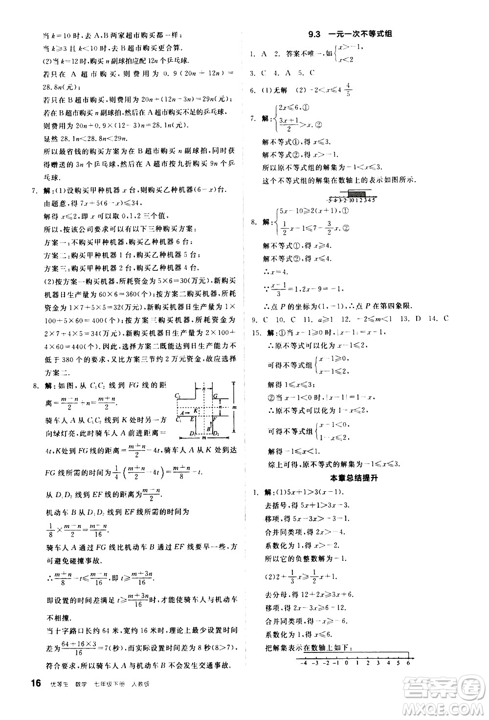 陽光出版社2021練就優(yōu)等生數(shù)學(xué)同步作業(yè)七年級(jí)下冊(cè)新課標(biāo)RJ人教版答案