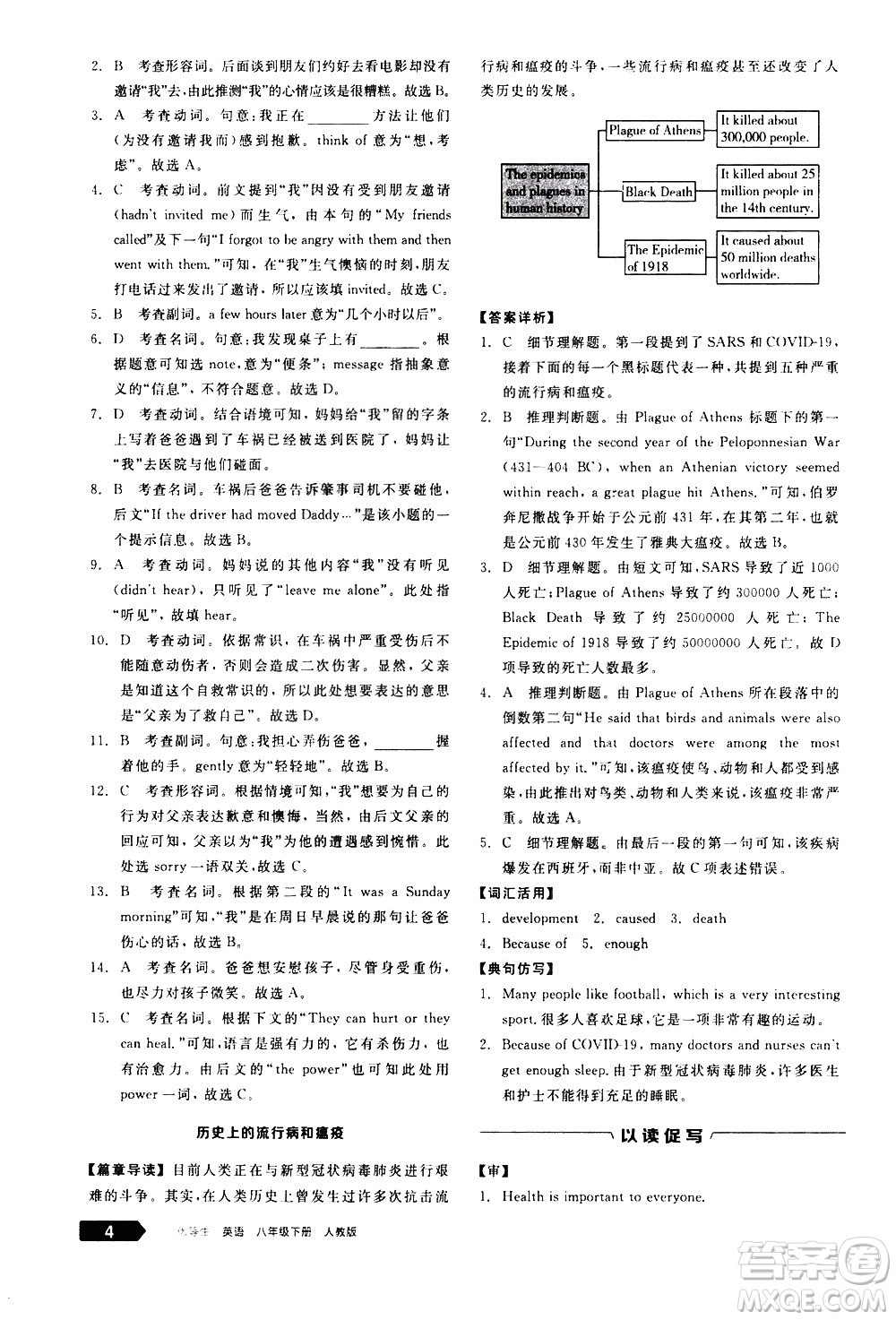 陽光出版社2021練就優(yōu)等生英語完形填空閱讀理解八年級(jí)下冊新課標(biāo)RJ人教版答案