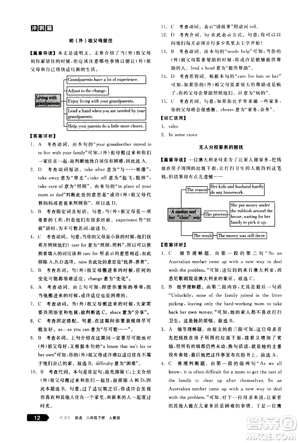 陽光出版社2021練就優(yōu)等生英語完形填空閱讀理解八年級(jí)下冊新課標(biāo)RJ人教版答案