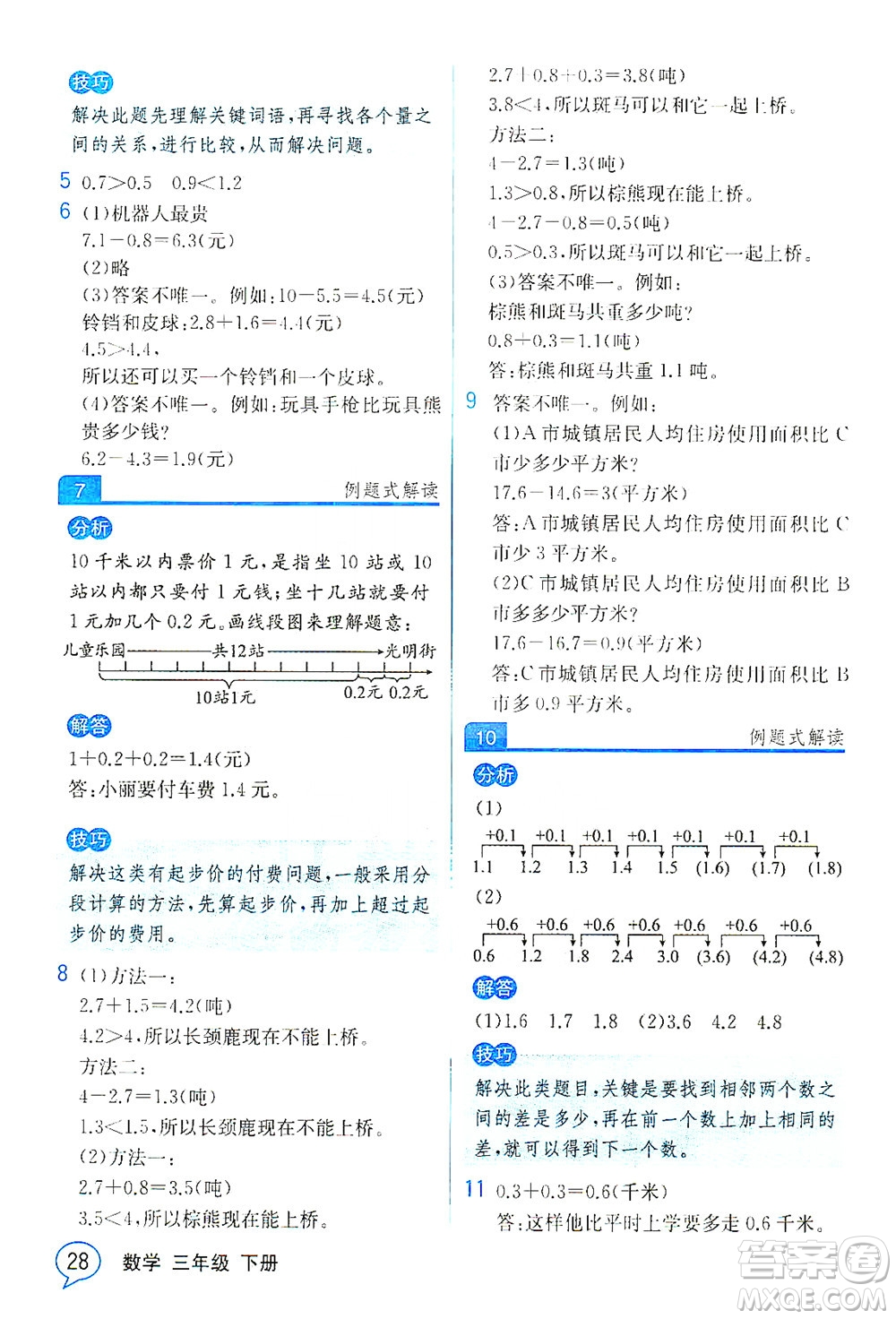 人民教育出版社2021教材解讀數(shù)學三年級下冊人教版答案