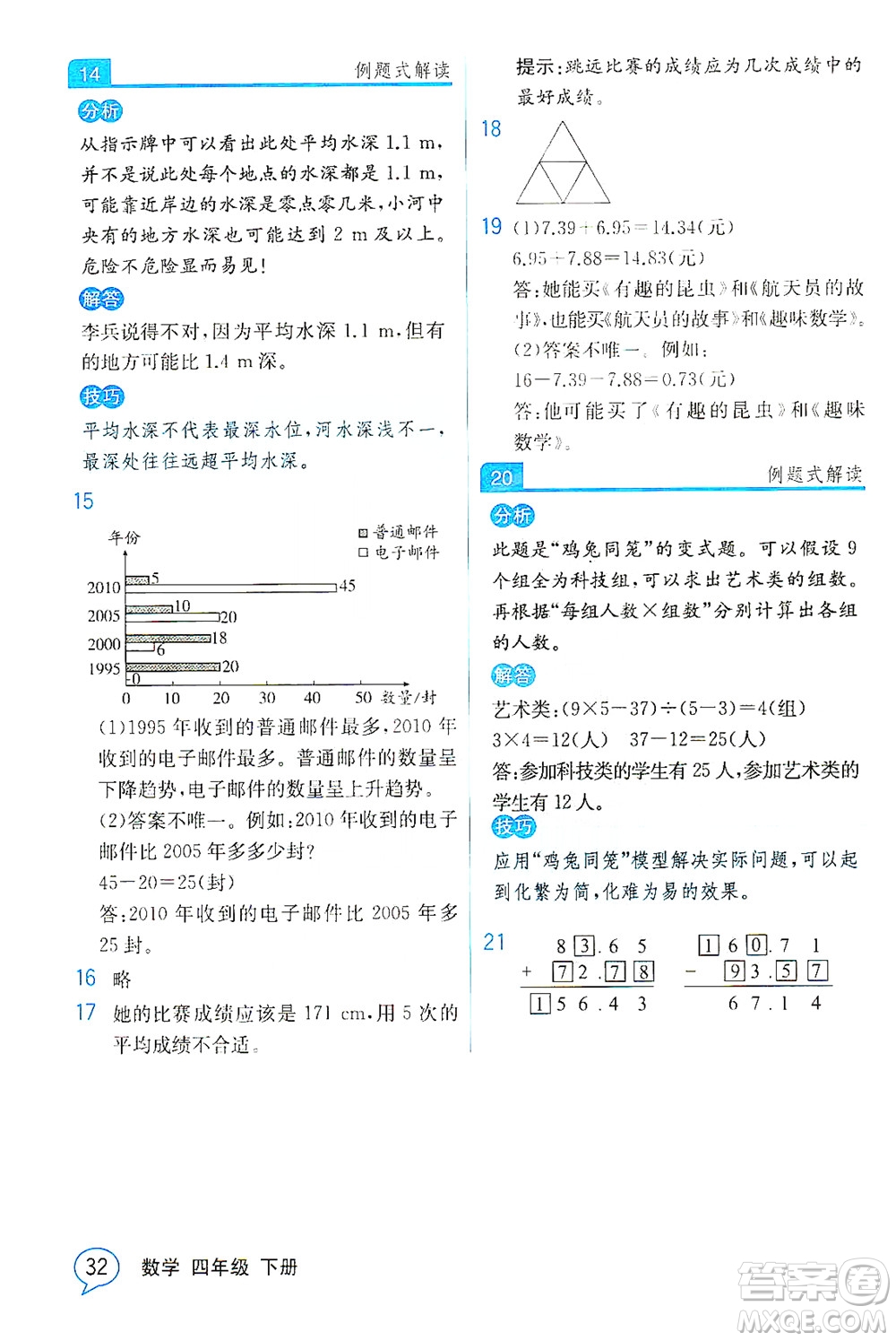 人民教育出版社2021教材解讀數(shù)學(xué)四年級下冊人教版答案