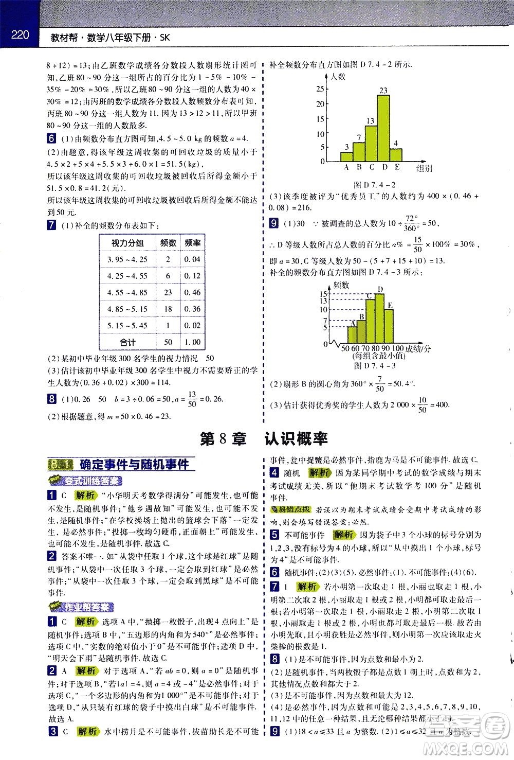 南京師范大學(xué)出版社2021教材幫初中數(shù)學(xué)八年級下冊SK蘇科版答案