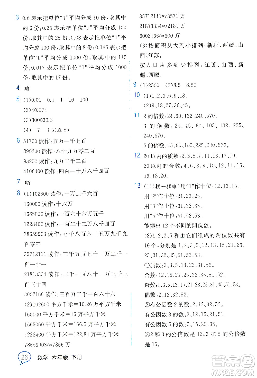 現(xiàn)代教育出版社2021教材解讀數(shù)學(xué)六年級下冊SJ蘇教版答案
