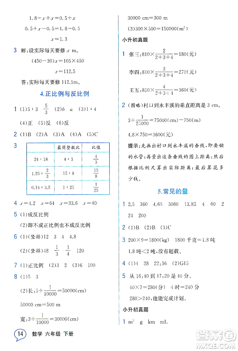 現(xiàn)代教育出版社2021教材解讀數(shù)學(xué)六年級下冊BS北師大版答案