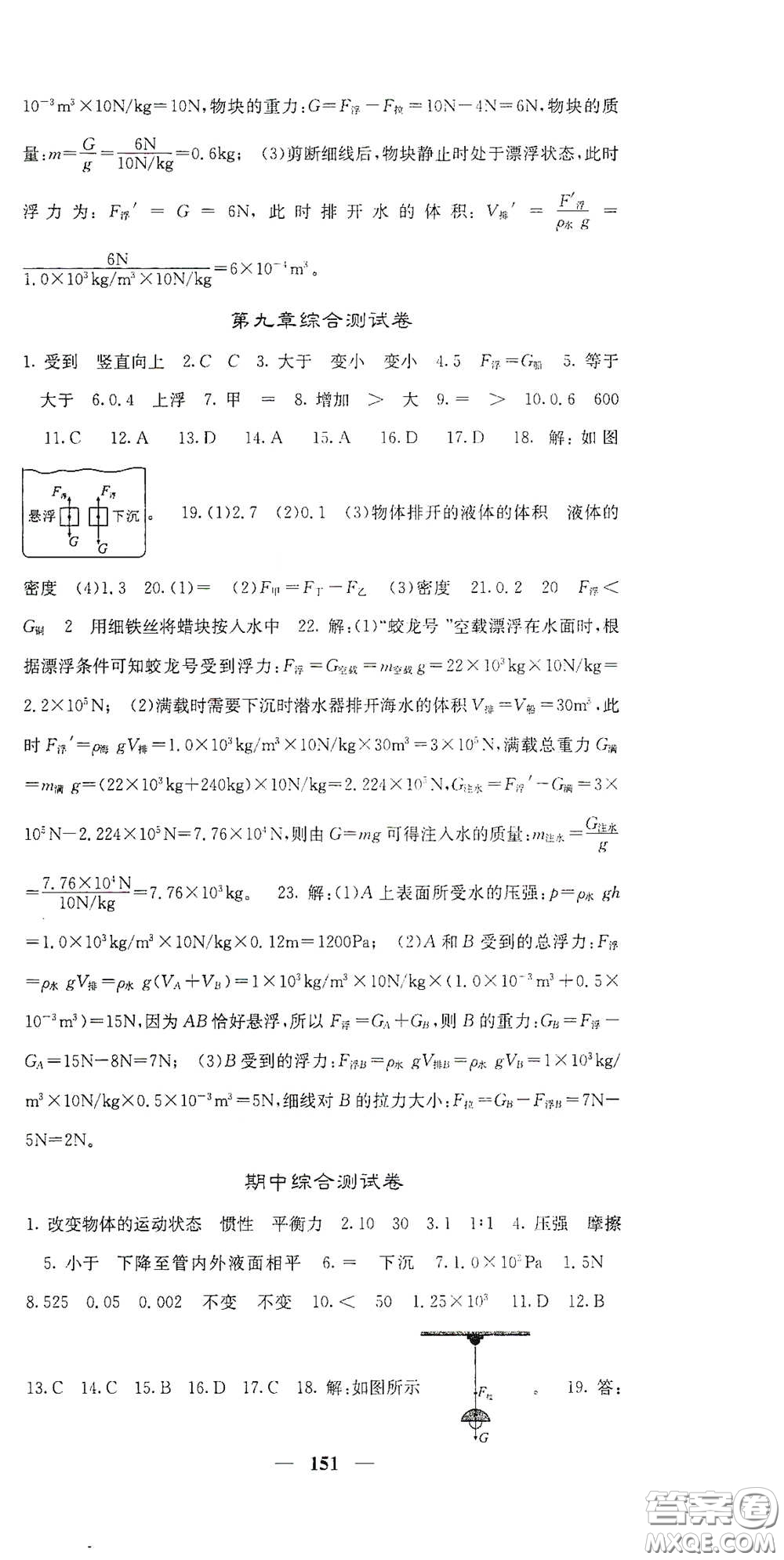 四川大學(xué)出版社2021梯田文化課堂點(diǎn)睛八年級物理下冊滬科版答案