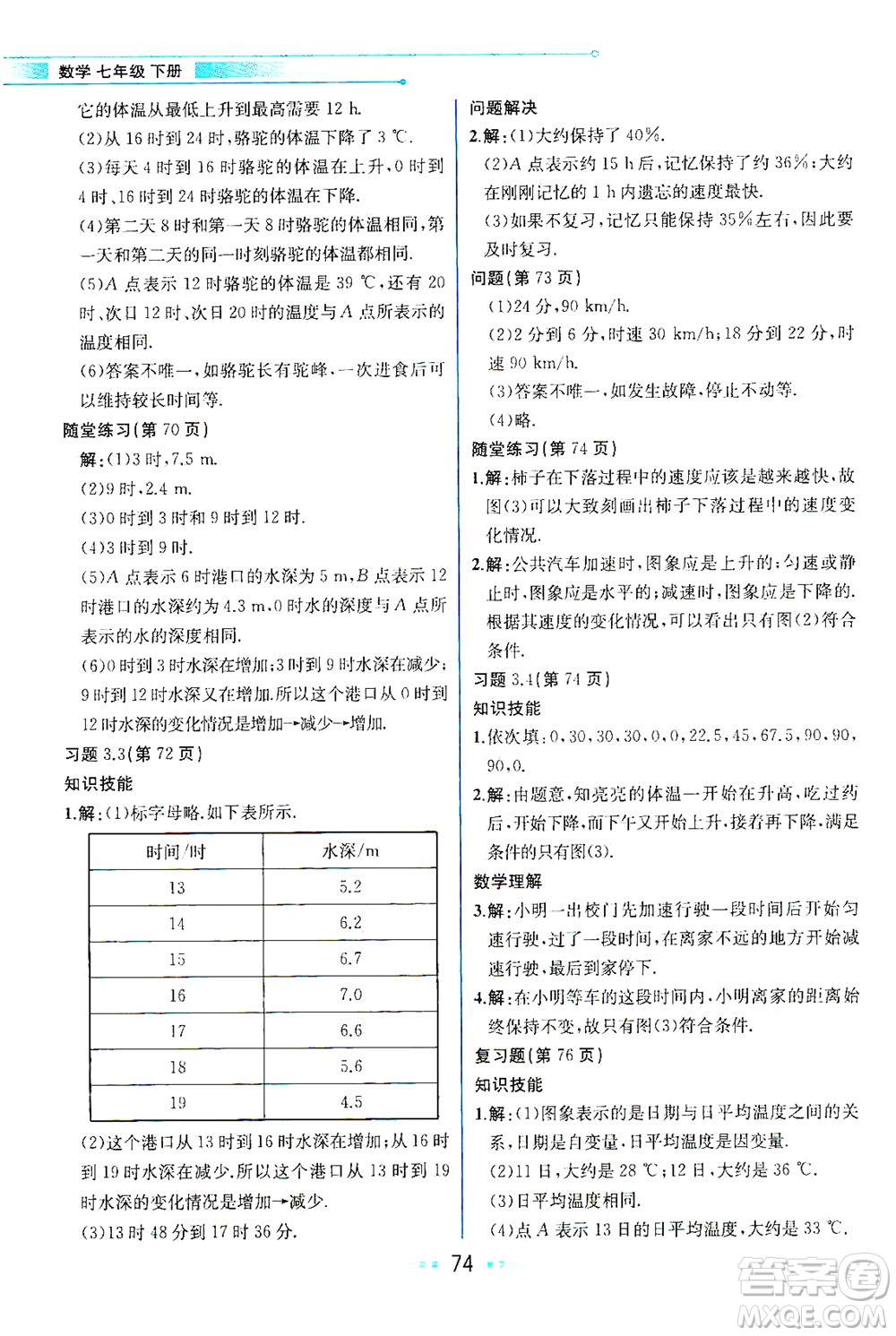 現(xiàn)代教育出版社2021教材解讀數(shù)學(xué)七年級下冊BS北師大版答案