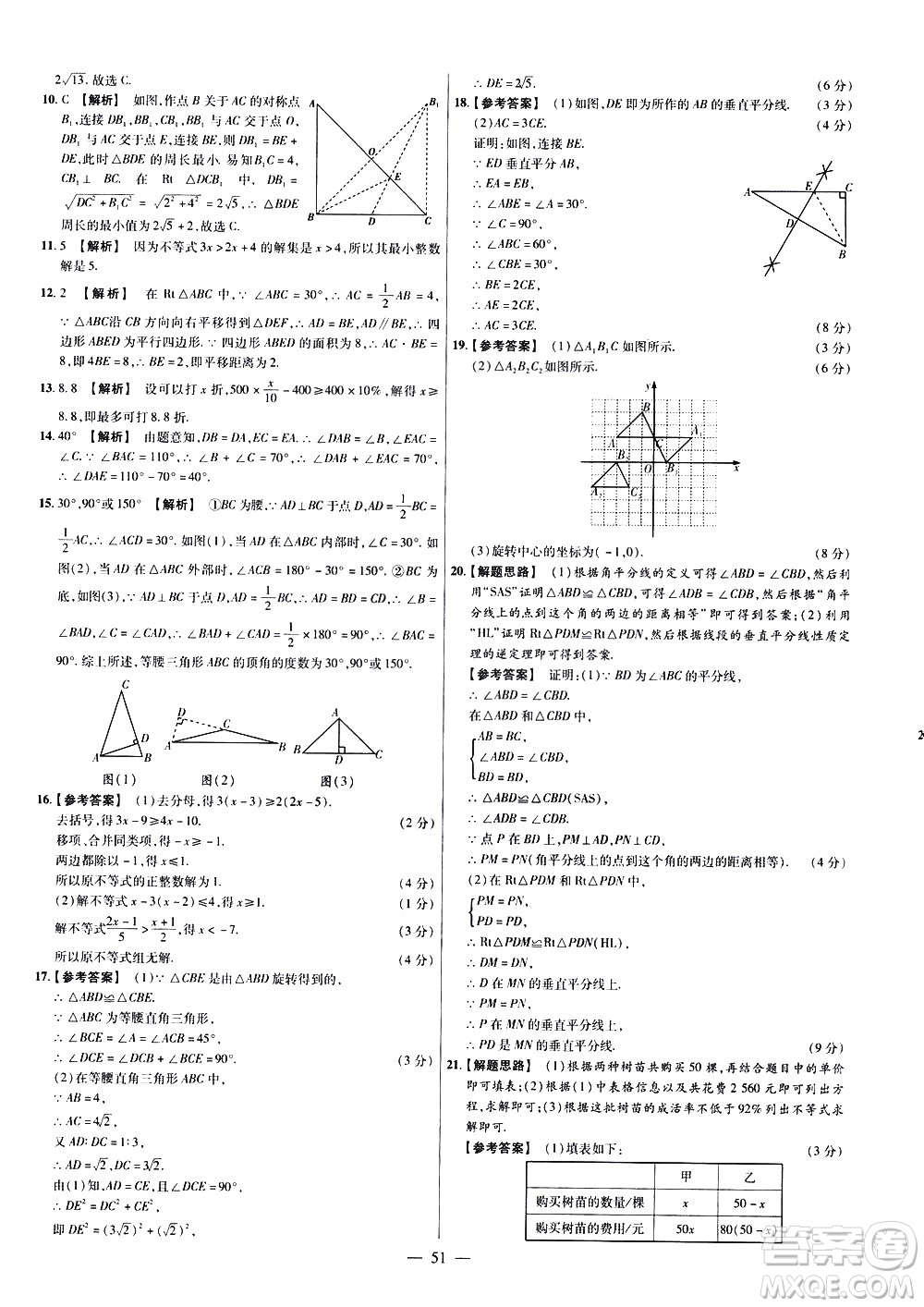 延邊教育出版社2021版金考卷活頁題選名師名題單元雙測卷數(shù)學(xué)八年級下冊BS北師大版答案